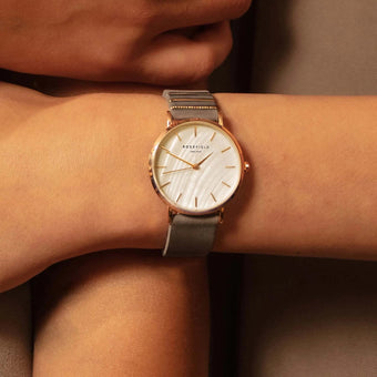 Rosefield WEGR-W75 West Village Mother of Pearl Grey Leather Ladies Watch