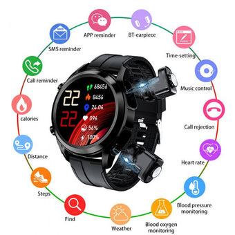 Active Pro Smart Watch with Built-in Bluetooth Earbuds