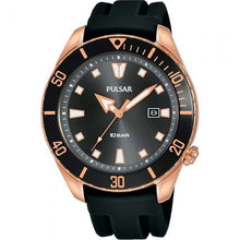 Load image into Gallery viewer, Pulsar PG8312X Rose Gold &amp; Black Mens Rubber Watch