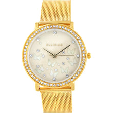 Load image into Gallery viewer, Ellis &amp; Co &#39;Sena&#39; Butterfly Dial Stainless Steel Gold Mesh Bracelet