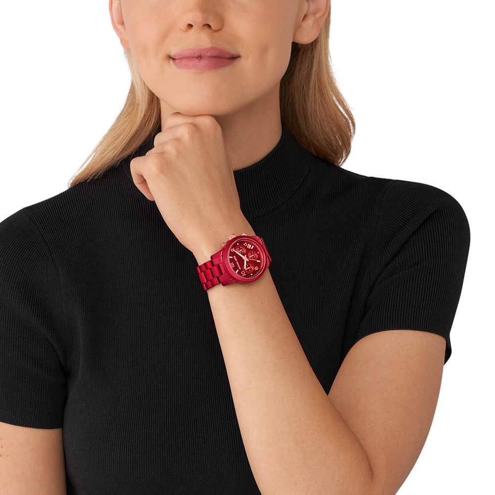 Michael Kors MK7436 Runway Red Tone Womens Watch