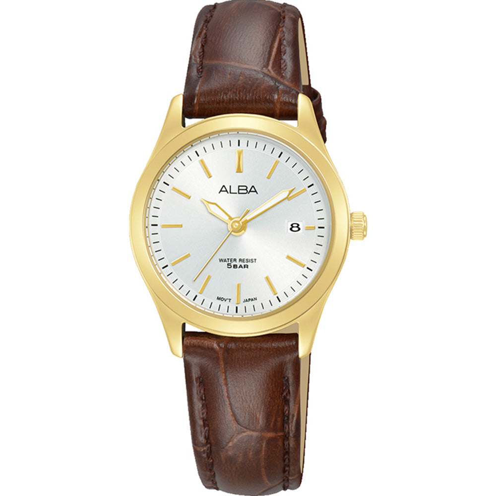 Alba AH7CG4X Brown Leather Womens Watch