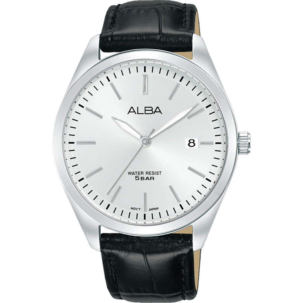 Alba AS9S29X Black Leather Mens Watch