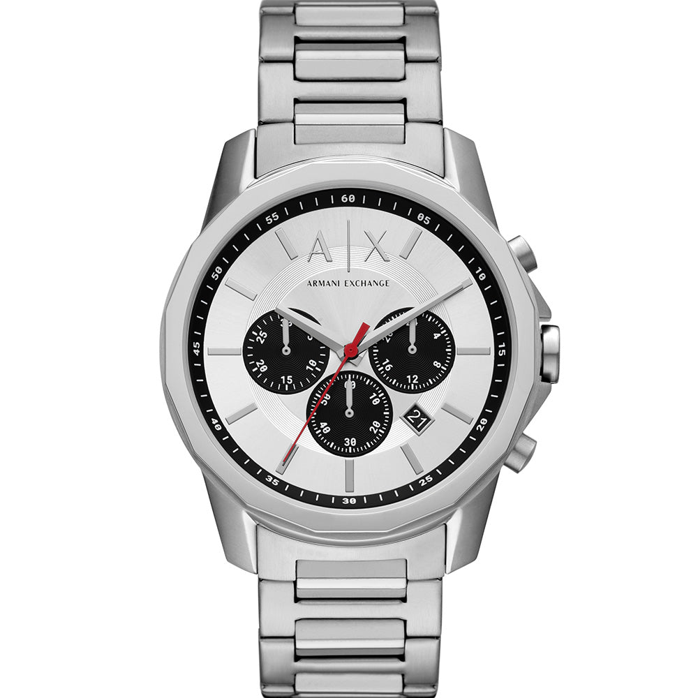 Armani Exchange Banks Chronograph Black Dial Black Steel Strap Watch For Men - AX1722