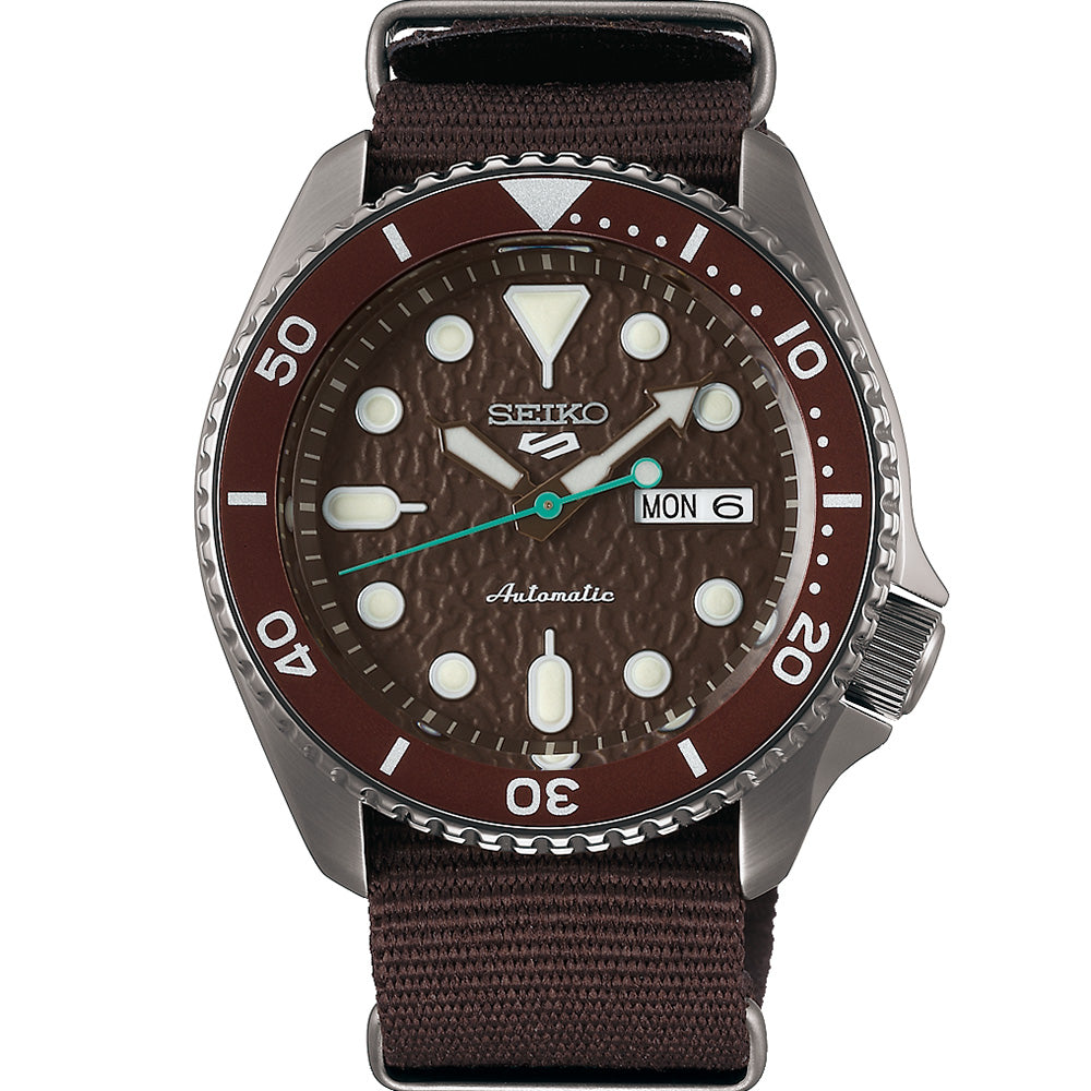 Seiko 5 SRPD85K Sports Style Brown Automatic Mens Watch