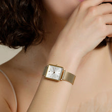 Load image into Gallery viewer, Rosefield QWSG-Q021 The Boxy Gold Tone Mesh Band Ladies Watch