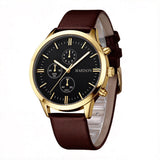Harison Ezra GH025-YBBR 40mm Brown Leather Watch with Imitation Sub Dials