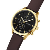 Harison Ezra GH025-YBBR 40mm Brown Leather Watch with Imitation Sub Dials