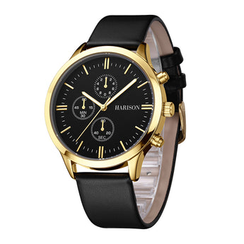 Harison Ezra GH025-YBB 40mm Black Leather Watch