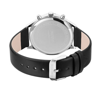 Harison Ezra GH025-SBB 40mm Black Leather Watch with Imitation Sub Dials