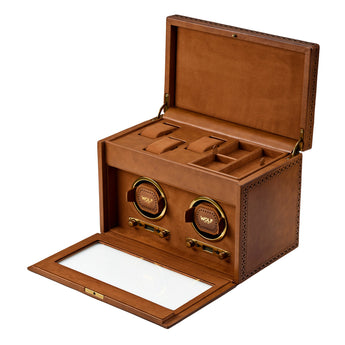 Brogue Double Watch Winder With Storage