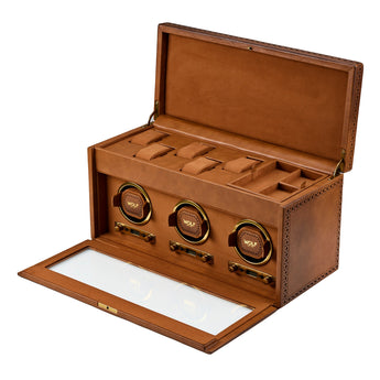 Brogue Triple Watch Winder With Storage