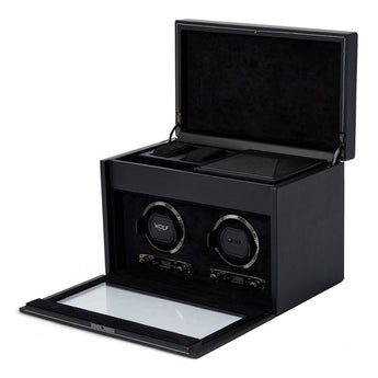 British Racing Double Watch Winder with Storage Black