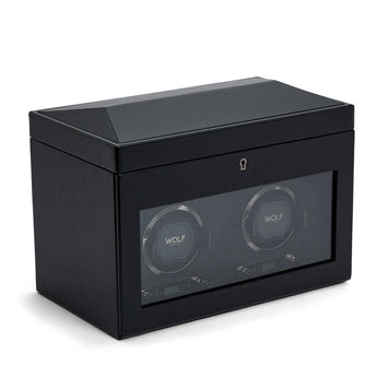 British Racing Double Watch Winder with Storage Black
