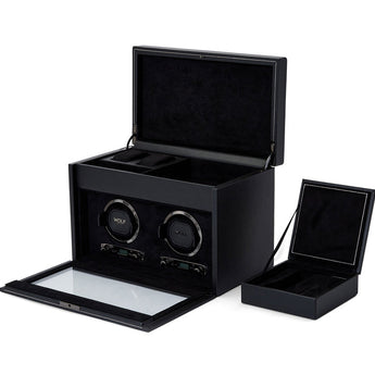 British Racing Double Watch Winder with Storage Black