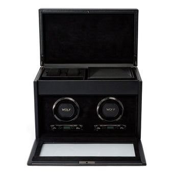 British Racing Double Watch Winder with Storage Black