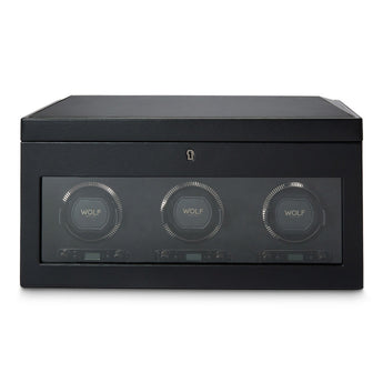 British Racing Triple Watch Winder with Storage Black