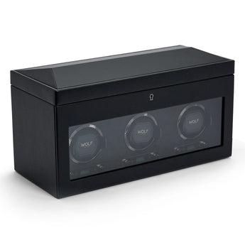 British Racing Triple Watch Winder with Storage Black