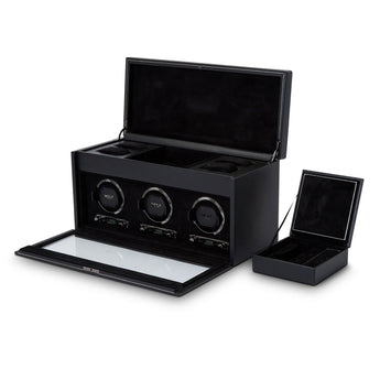 British Racing Triple Watch Winder with Storage Black