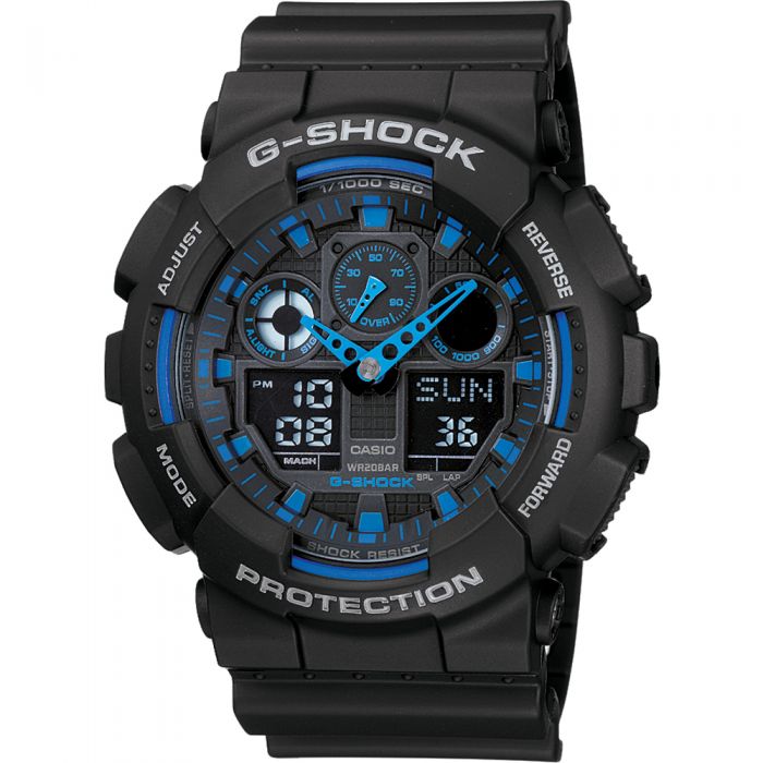 G-Shock GA100-1A2 Black and Blue Watch