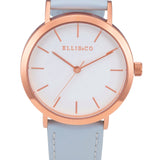 Ellis & Co Stainless Steel Blue/Grey Leather Womens Watch