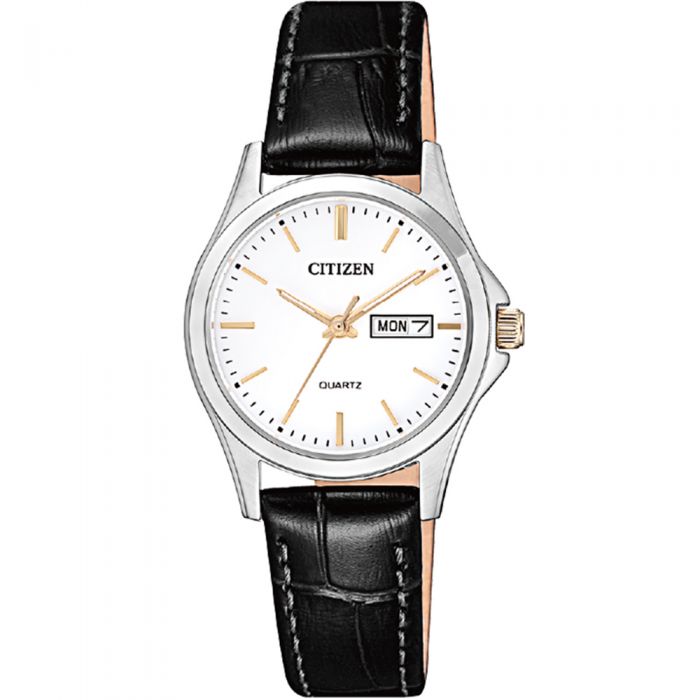 Citizen EQ059911A Black Leather Band Womens Watch