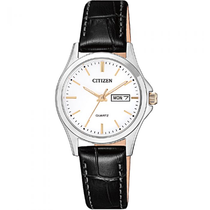 Citizen EQ059911A Black Leather Band Womens Watch Watch Depot