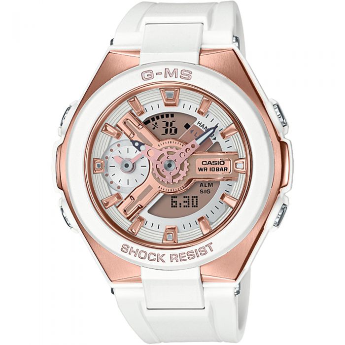 Baby G MSG400G-7A White And Pink Ladies Watch