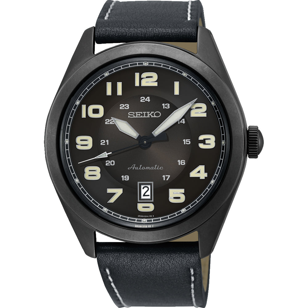 Seiko Neo Sport SRPC89J Black Leather Mens Watch