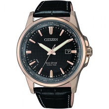 Load image into Gallery viewer, Citizen World Time BX1008-12E Black Leather Mens Watch