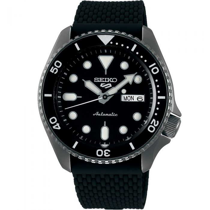 Seiko 5 SRPD65K-2 Automatic Black Silicone  Mens Watch