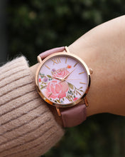 Load image into Gallery viewer, Ellis &amp; Co Holly Floral Dial Rose Leather Band