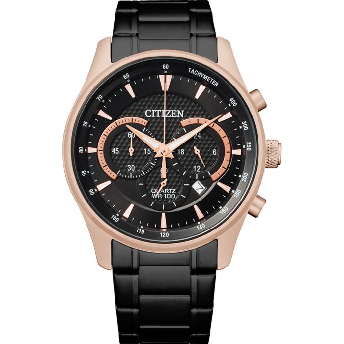 Citizen Quartz Chronograph Black and Rose AN8196-55E Mens Watch