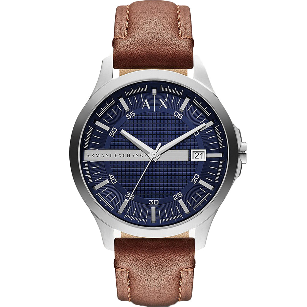 Armani Exchange Hampton Chronograph Blue Dial Brown Leather Strap Watch For Men - AX2133