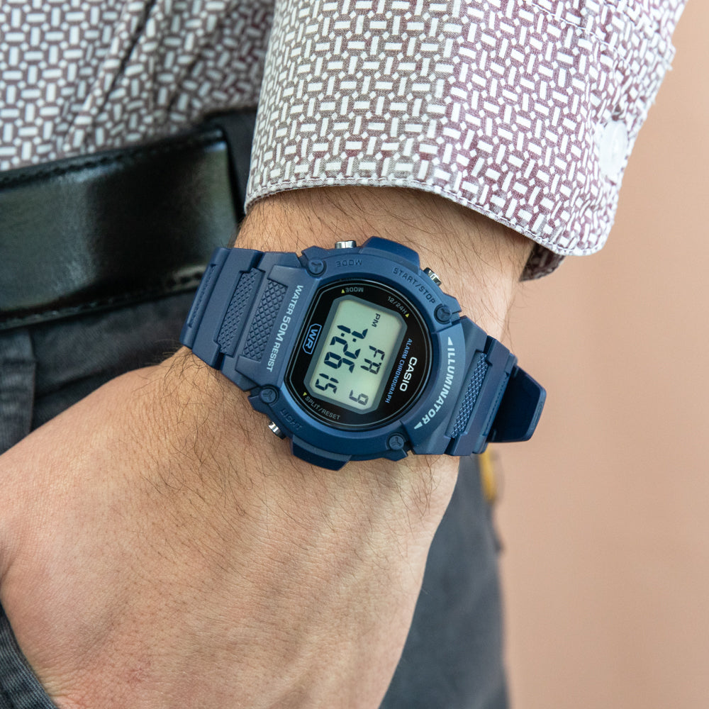 Casio W219H-2 Blue 50 Metres Water Resistant Digital Watch