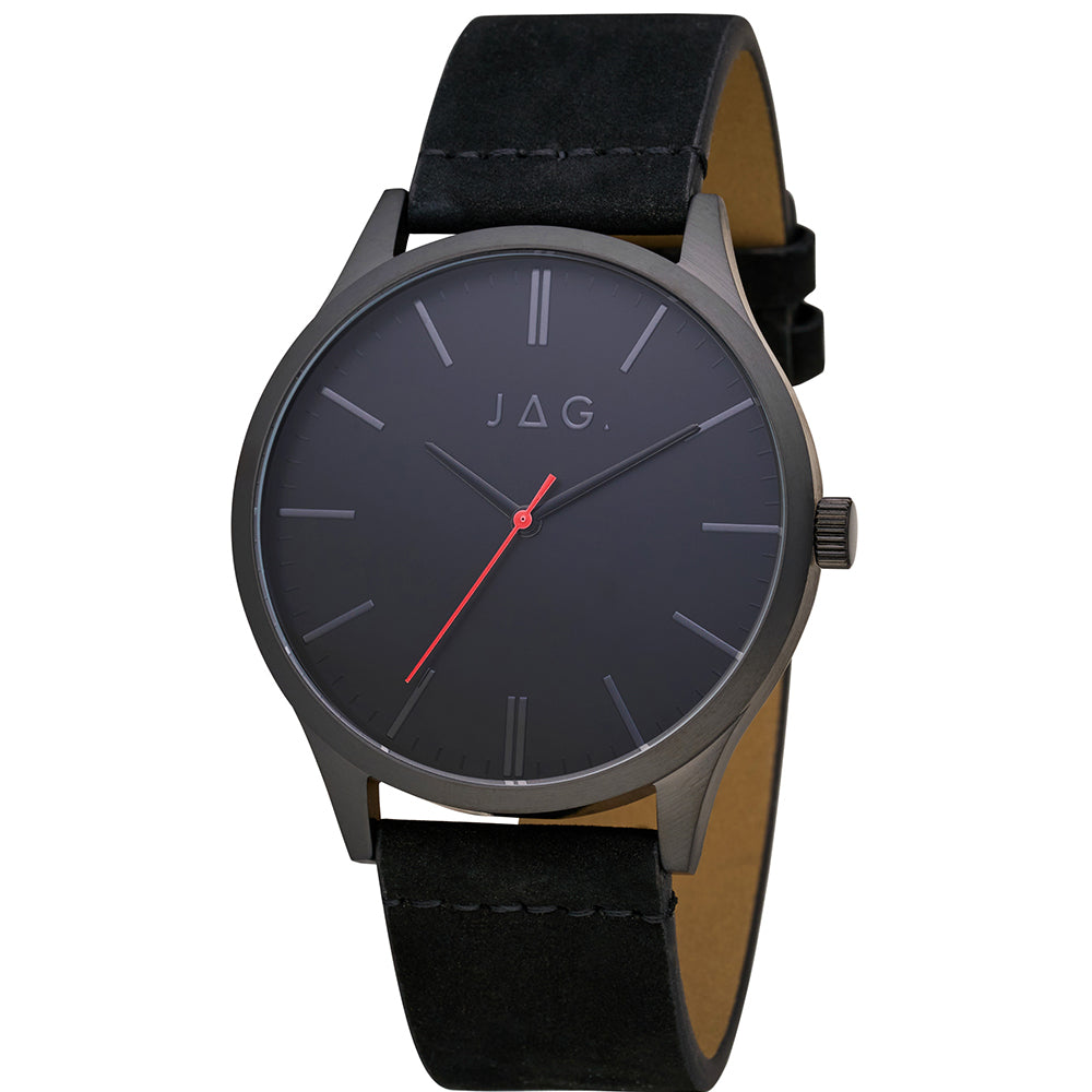 JAG Malcolm J2491 Stainless Steel Black Leather Mens Watch