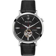 Load image into Gallery viewer, Bulova 96A201 Automatic Black Leather Mens Watch
