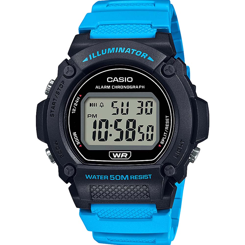 Casio W219H-2A2 Black and Blue Resin Watch