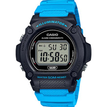 Load image into Gallery viewer, Casio W219H-2A2 Black and Blue Resin Watch