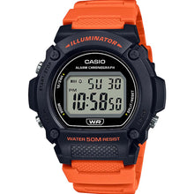 Load image into Gallery viewer, Casio W219H-4A Orange and Black Resin Watch