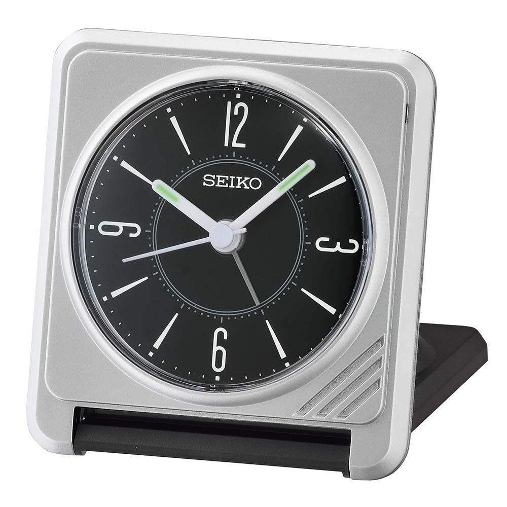 Seiko QHT015-A Silver Tone Travel Alarm Clock