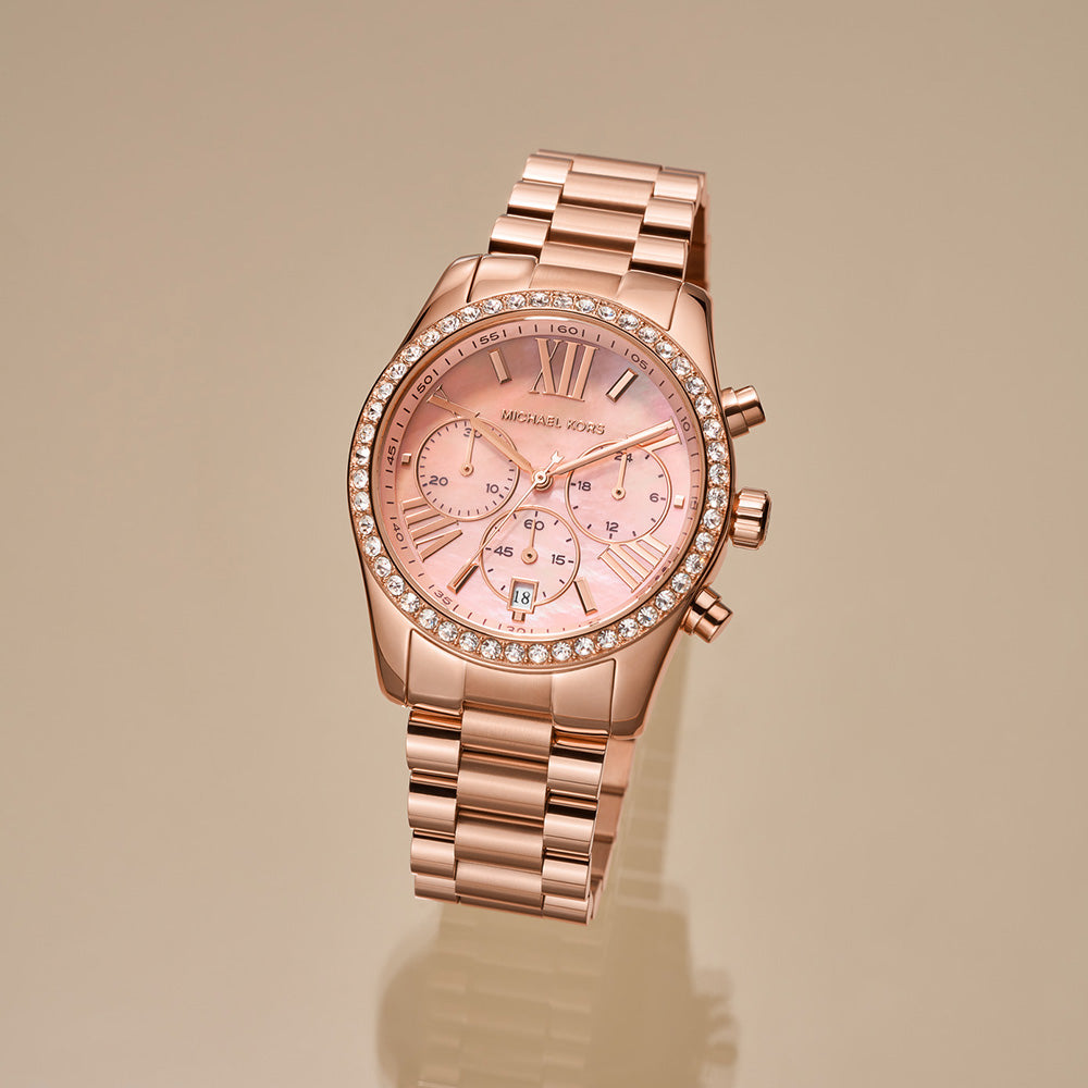 Michael Kors MK7242 Lexington Lux Rose Tone Womens Watch