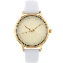 Load image into Gallery viewer, Ellis &amp; Co Patterned Dial White Leather Womens Watch