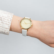 Load image into Gallery viewer, Ellis &amp; Co Patterned Dial White Leather Womens Watch