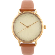 Load image into Gallery viewer, Ellis &amp; Co Pattern Gold Dial Brown Leather Womens Watch