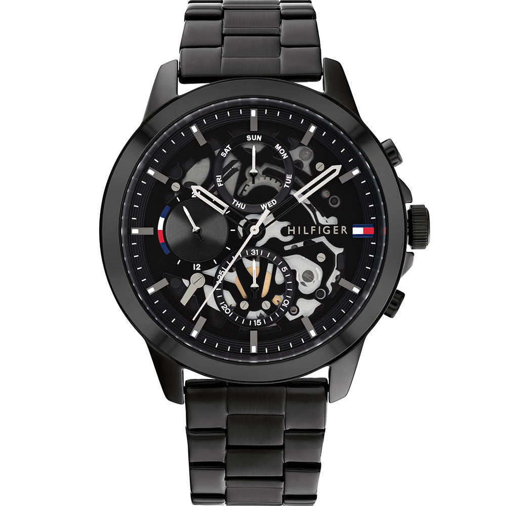 Tommy hilfiger daniel multifunction black stainless steel bracelet Clearance