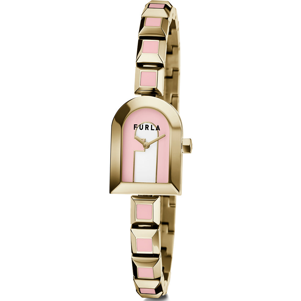 Furla WW00035003L2 Arch Case Pink Enamel and Gold Tone Womens Watch