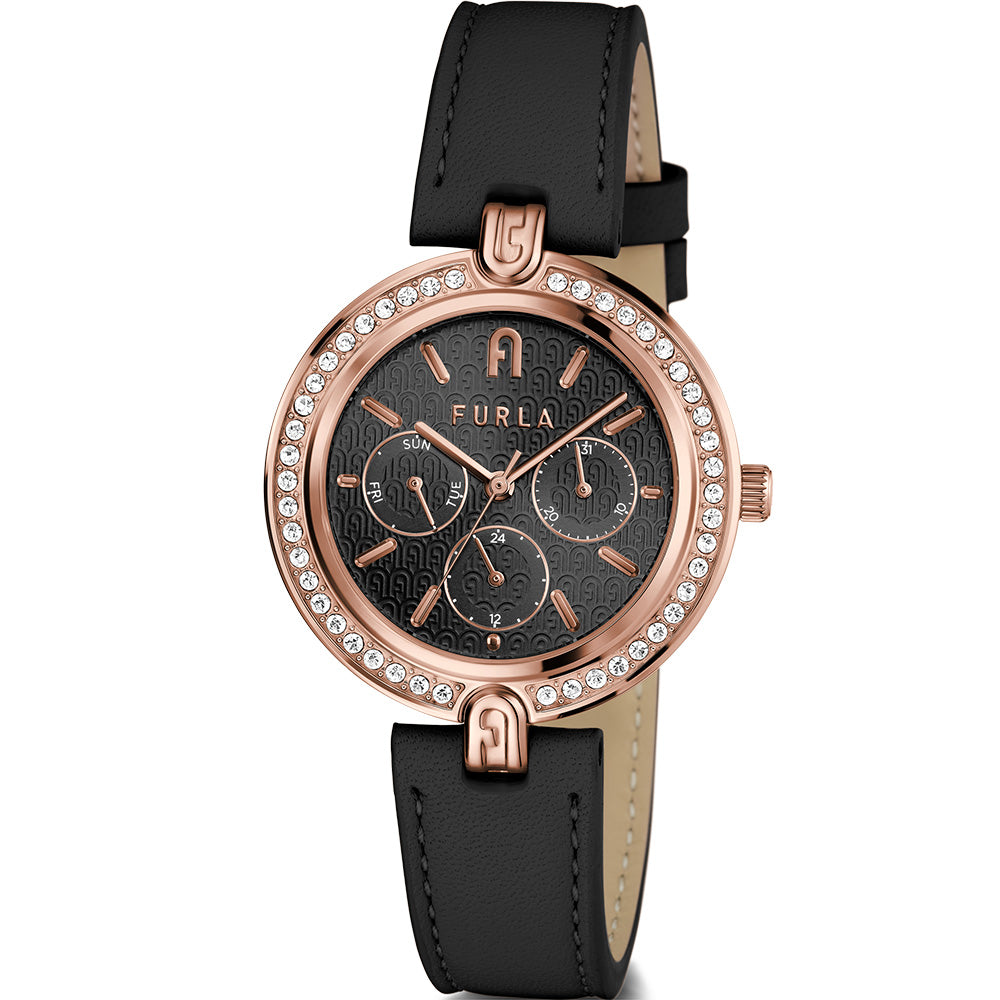 Furla WW00030002L3 Logo Black leather Womens Watch