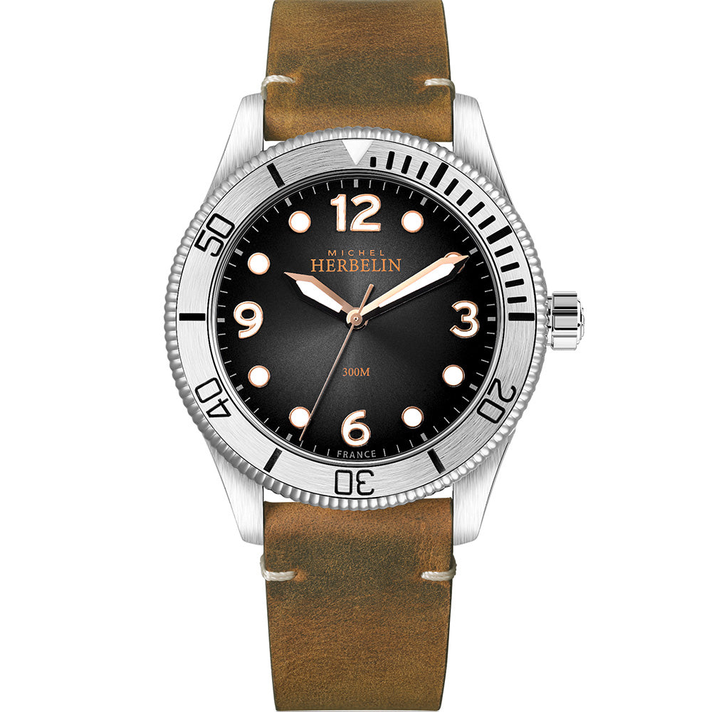 Michel Herbelin 12260/T14BR Brown Leather Mens Watch