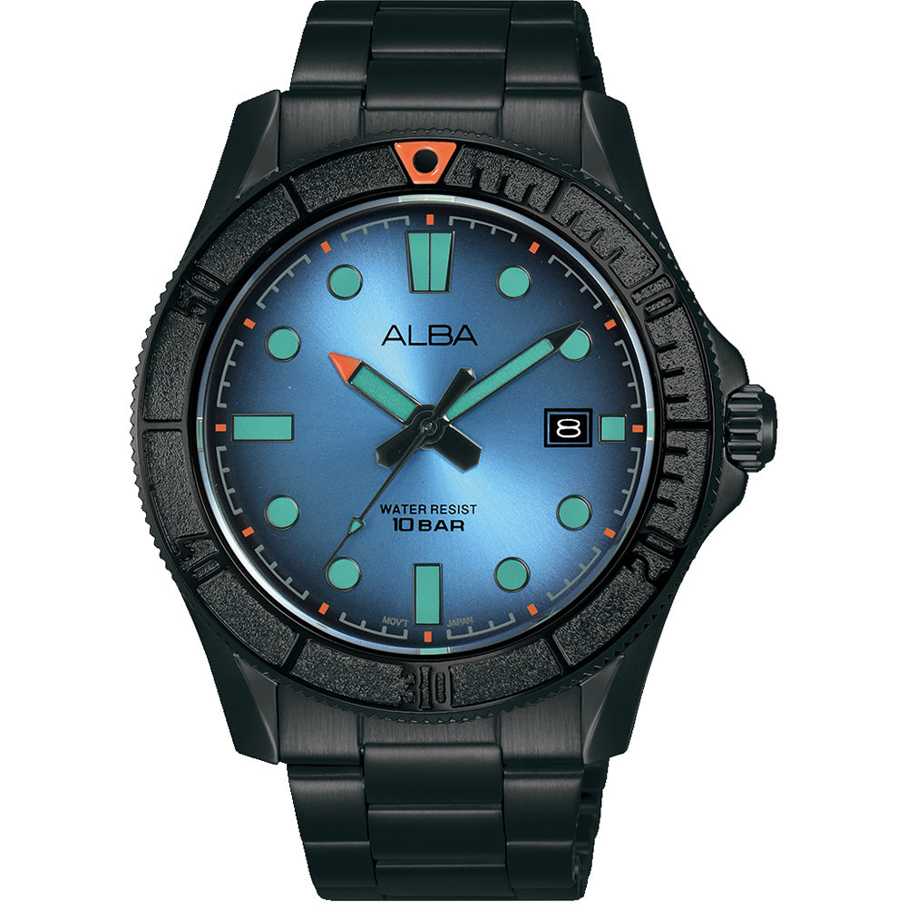 Alba AS9P93X Active Black Stainless Steel Mens Watch